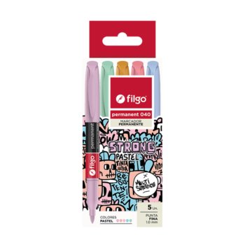 MARCADOR FILGO 040 FINO SET X 5 COLORES