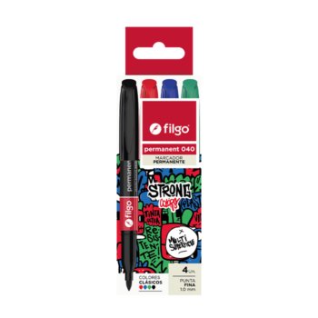 MARCADOR FILGO 040 PERMANENTE X 4 COLORE