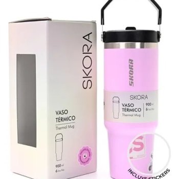 VASO TERMICO SKORA ROSA C/PICO 900ML
